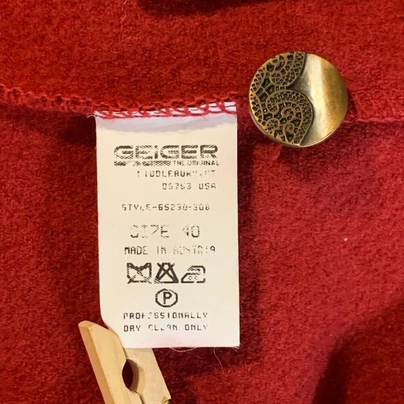 Geiger‎ Women's Wool Button Front Long Sleeve Red Winter Blazer Jacket Size 40 - Picture 9 of 14